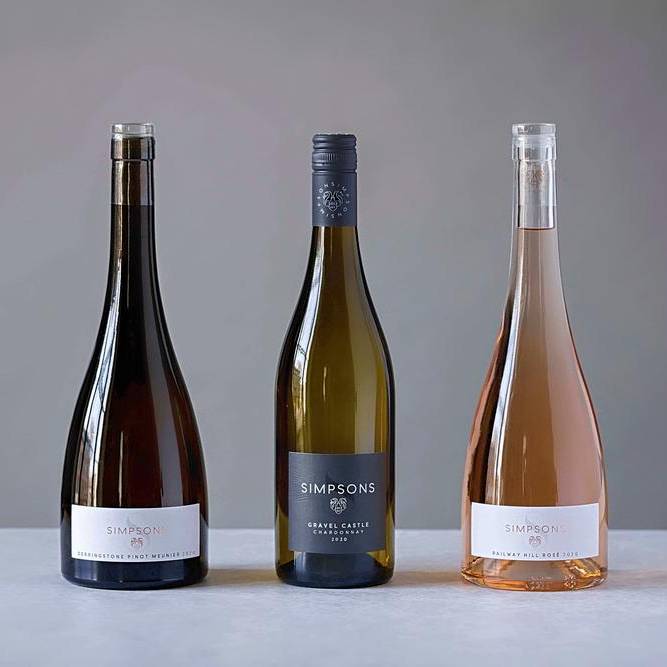 Three bottles of Simpsons' Wine Estate wine